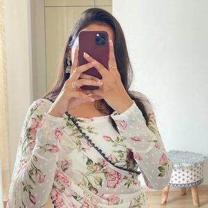 women's georgette digital printed ready to wear one minute saree with unstitched blouse piece