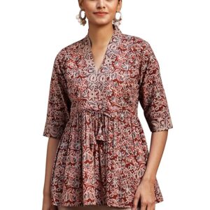omen floral printed cotton a line kurti