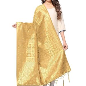 women's bandhani floral woven silk dupatta with zari work