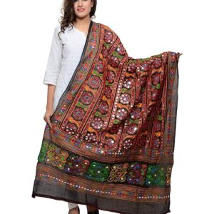 women's embroidered kutchwork cotton dupatta bharchak vip